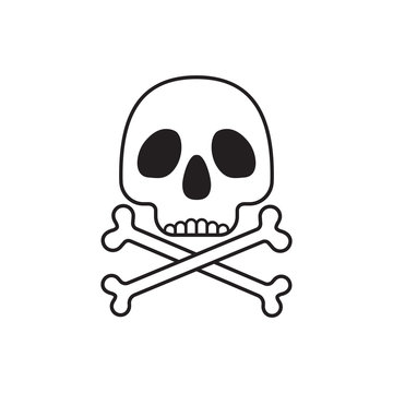 Skull with crossbones symbol, isolated on white background.