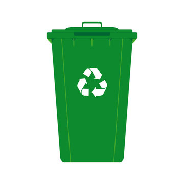 Green garbage bin container