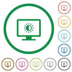 Fototapeta premium Adjust screen saturation flat icons with outlines