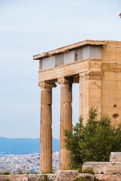 Athena ancient temple of apteros nike in the Acropolis sacred hill of Athens Greece