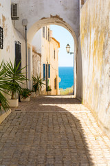 Fototapeta na wymiar old town with sea view in Albufeira, Algarve, Portugal