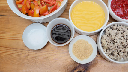 Preparing Flavoring ingredients homemade cooking top view