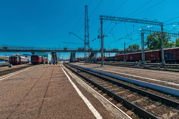 the loaded train and the blue sky