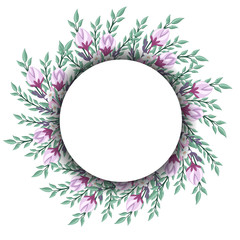 Floral wreath for Vintage Label. Vector illustration.
