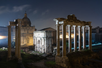 Roman Forum by night, Rome