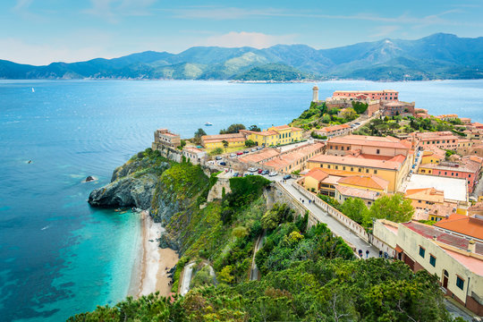 Fototapeta Portoferraio in Elba Island, view from the fortress walls, Tuscany, Italy