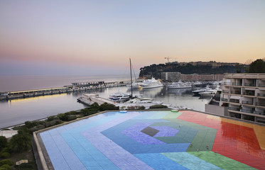 Panoramic view of Monte Carlo and La Condamine. Principality of Monaco