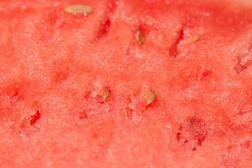Watermelon. Ripe red fruit with seeds. Macro.
