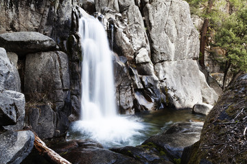 Fototapeta na wymiar Waterfall Long Exposure Chilnualna Trail Yosemite Park California