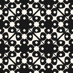 Vector geometric floral ornamental pattern. Seamless black and white texture