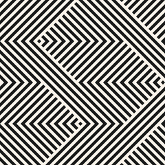 Vector geometric lines pattern. Abstract graphic striped ornament. Simple black and white stripes, zigzag shapes. Modern stylish monochrome linear background. Repeat design for decor, prints, covers