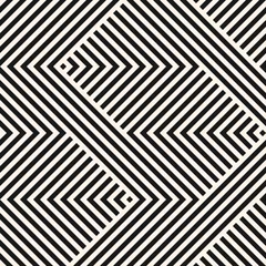 Fotobehang Art deco Vector geometrische lijnen patroon. Abstracte grafische gestreepte sieraad. Eenvoudige zwart-witte strepen, zigzagvormen. Moderne stijlvolle zwart-wit lineaire achtergrond. Herhaal ontwerp voor decor, prints, covers