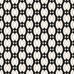 Vector geometric seamless pattern with smooth shapes, chains, ovals, triangles