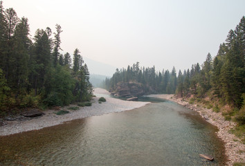 Curving riverbank where the Flathead and Spotted Bear Rivers meet in the Bob Marshall wilderness...