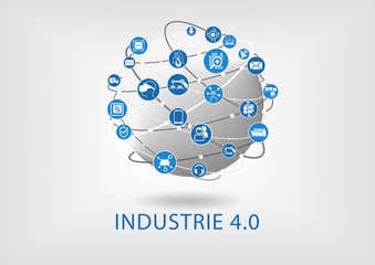 Industrie 4.0 Konzept als Vektor Illustration mit Erdball.