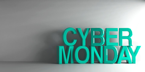 Cyan words Cyber Monday