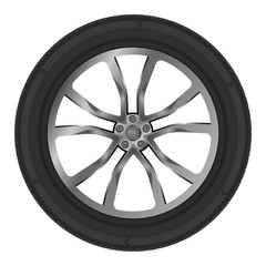Obraz premium Vector Illustration of Isolated Wheel of Car on White Background