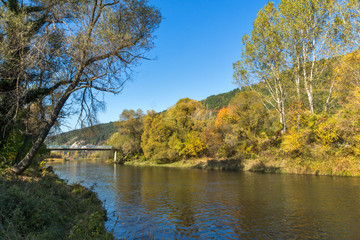 Autumn Landscape of Iskar River near Pancharevo lake, Sofia city Region, Bulgaria