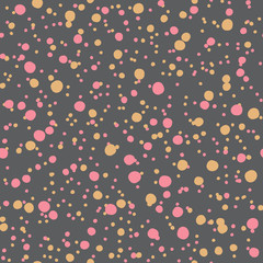 Snow Blizzard Hand Drawn Dots Asymmetrical Seamless Pattern, Dotted Swiss