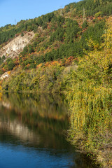 Autumn Landscape of Iskar River near Pancharevo lake, Sofia city Region, Bulgaria