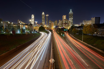 Fototapeta na wymiar Time Lapse of Atlanta Downtown Traffic