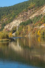 Fototapeta premium Autumn Landscape of Iskar River near Pancharevo lake, Sofia city Region, Bulgaria