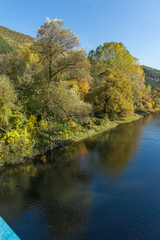 Fototapeta na wymiar Autumn Landscape of Iskar River near Pancharevo lake, Sofia city Region, Bulgaria