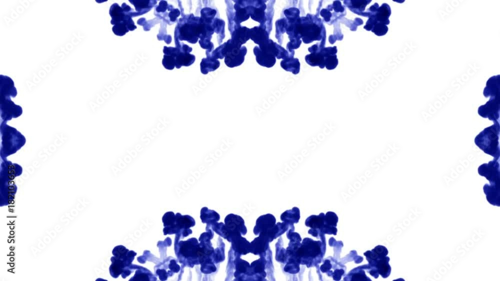 Poster abstract background of ink or smoke flows is kaleidoscope or rorschach inkblot test7. isolated on wh