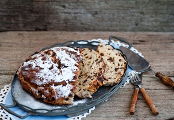 Christmas cake with raisins
