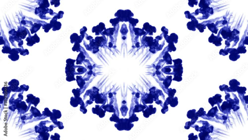 Poster abstract background of ink or smoke flows is kaleidoscope or rorschach inkblot test3. isolated on wh