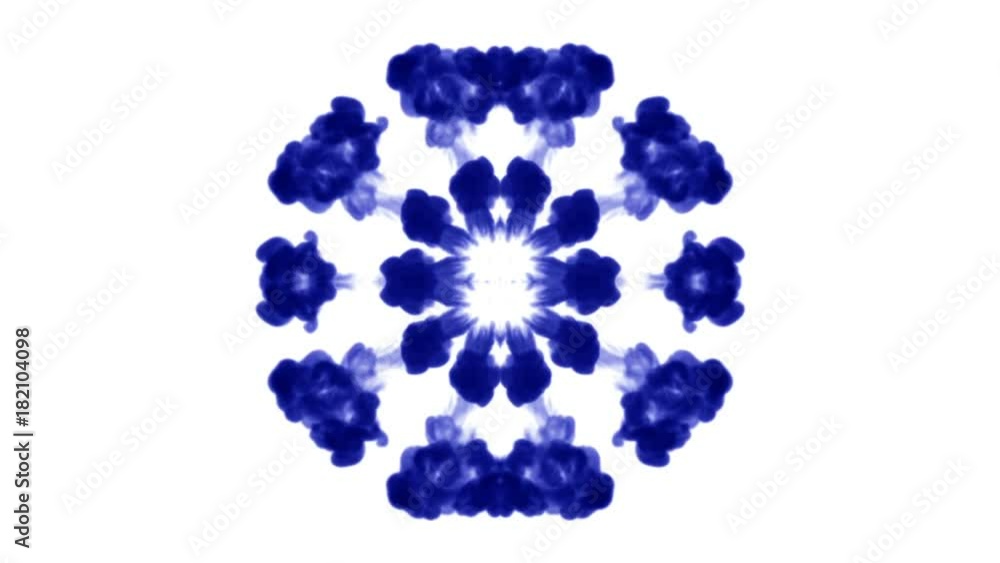Poster abstract background of ink or smoke flows is kaleidoscope or rorschach inkblot test5. isolated on wh