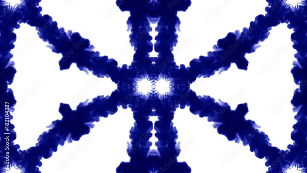 Poster abstract background of ink or smoke flows is kaleidoscope or rorschach inkblot test14. isolated on w