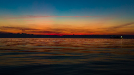 Tranquil Seascape Scene, with beautiful after sunset  orange color tones