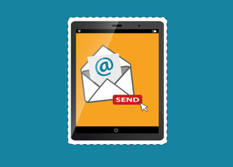 Mobile Device Marketing - Envelope Email Send - Outline Vector
