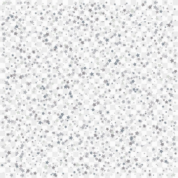 Abstract background with many falling silver stars confetti. vector background