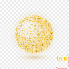 Vector golden confetti ball. Confetti gold sphere.