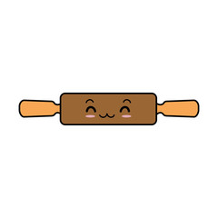 wooden roller kawaii character vector illustration design