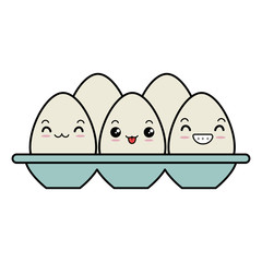 eggs carton kawaii character vector illustration design