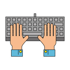 hands user with keyboard vector illustration design