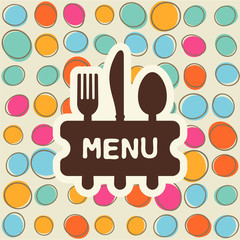 Fork, spoon and knife, tag for text. Flat design