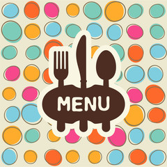 Fork, spoon and knife, tag for text. Flat design