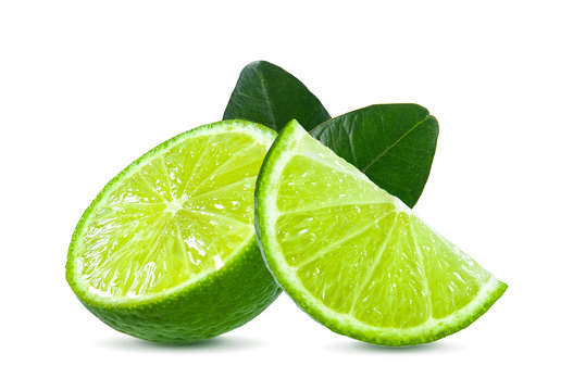 slice of lime isolated on white background
