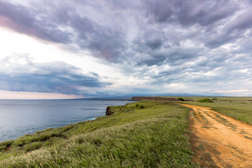 South Point Hawaii or Ka Lae at Sunset. 
