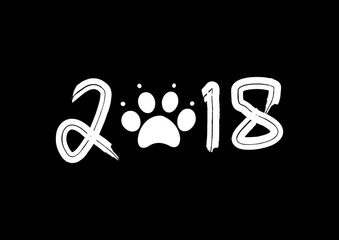 New Year 2018. Hand drawn lettering calligraphy