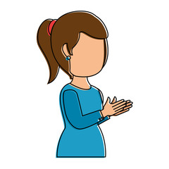 woman applauding avatar character vector illustration design