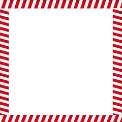 Cute Christmas or new year frame with striped candy pattern. Vector template, border with copy space.