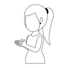 woman applauding avatar character vector illustration design