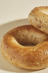 two whole wheat bagels