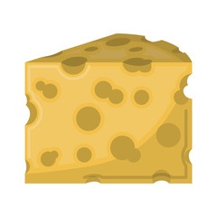 cheese slice colorful silhouette in white background vector illustration