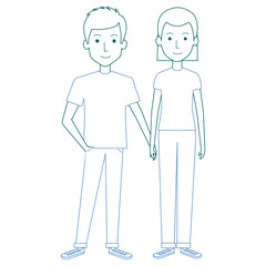 lovers couple avatars characters vector illustration design